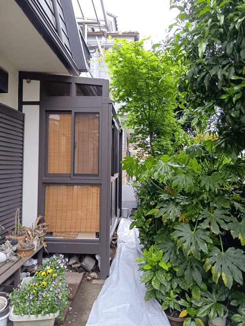 サンルーム雨漏り修繕・止水工事 施工中施工後
